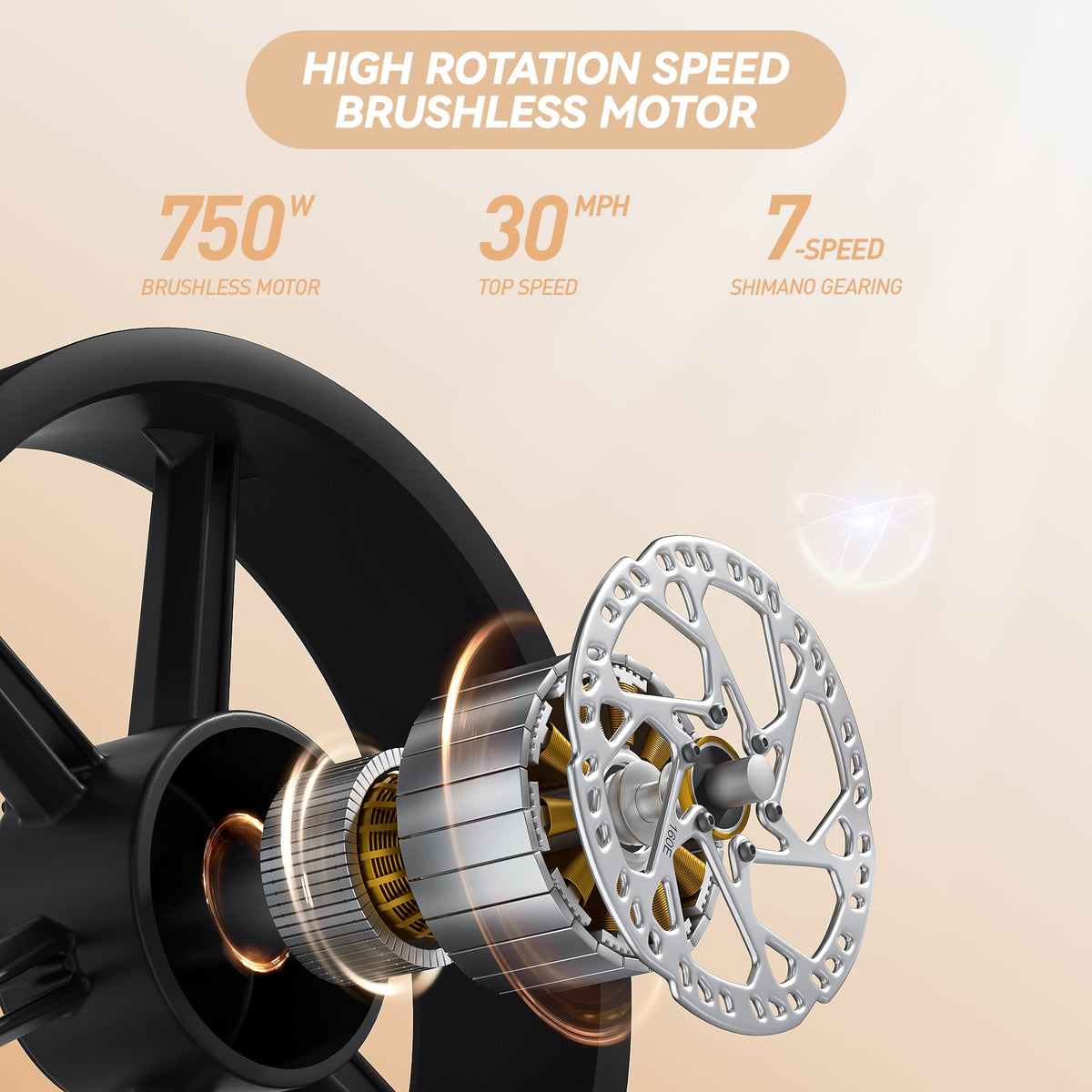 The jansno X70 electric bicycle is equipped with 750W motor and 7-speed gearing